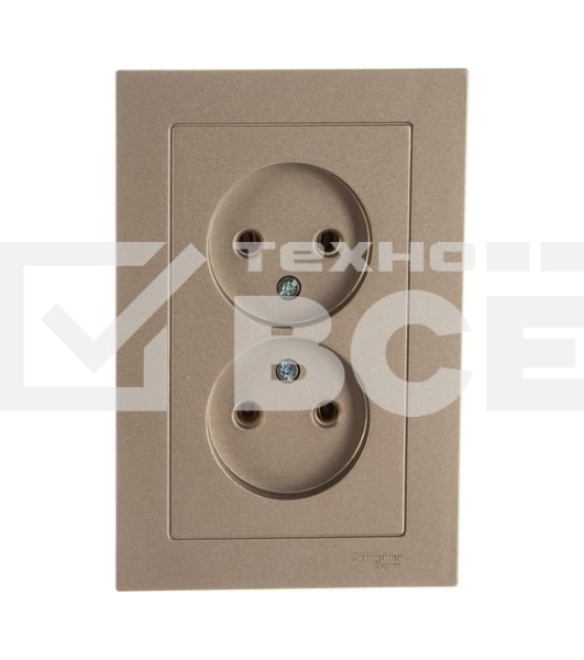 Розетка 2-м AtlasDesign без заземл. 16А в сборе шампань SchE ATN000520