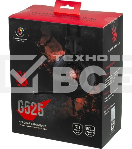 Гарнитура проводная с микрофоном A4 Bloody G525 черный 2м мониторные оголовье (G525 BLACK)