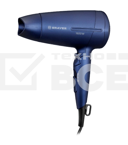 Фен BRAYER BR3020 синий, 1600 Вт, компактный