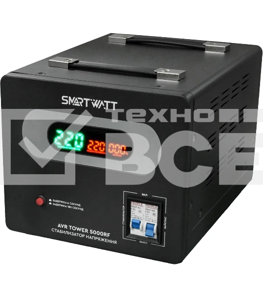 Напольный стабилизатор напряжения SMARTWATT AVR TOWER 5000RF (140W - 260W, 5000VA, 5 кВт, 50-60 Гц, LED-дисплей, релейны