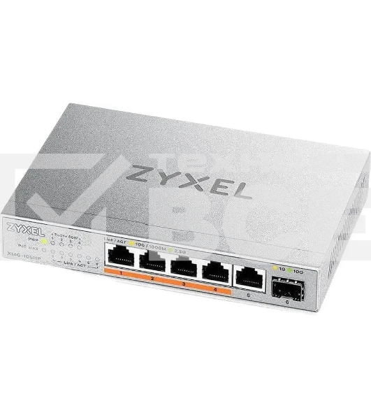 Коммутатор Zyxel XMG-105HP-EU0101F (L2) 5x2.5Гбит/с 1SFP+ 4PoE++ 70W неуправляемый