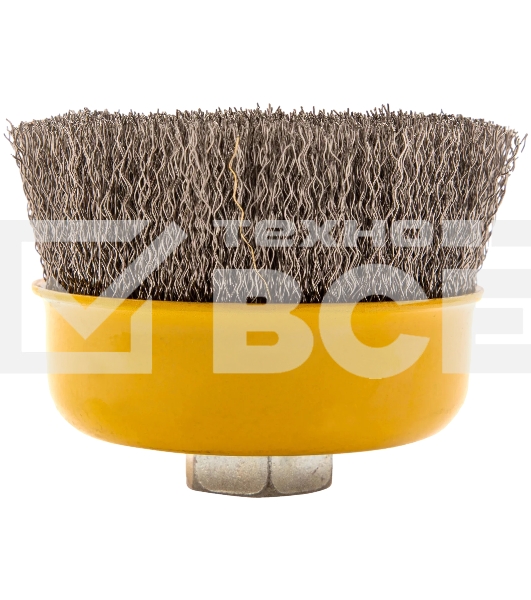 Щетка для УШМ Denzel 100 мм, М14, чашка, витая нержавеющая проволока 0,3 мм