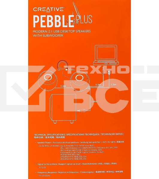 Акустическая система Creative PEBBLE PLUS 2.1 черный 8Вт