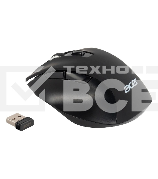 Мышь беспроводная Acer OMR140 черный, 1600 dpi, радиоканал, USB, кнопки - 6