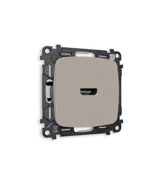 Комплект механизма розетки HDMI 2.0 OMEGA Серо-бежевый матовый 40V/500MO 2.0GHz 5-18Gbit/s QUANT (OP3740, VM222) MO374010