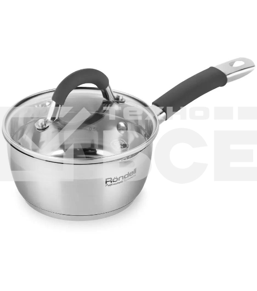 Ковш Rondell Flamme RDS-026, 1.3л, 16см, с крышкой, стальной