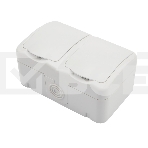 Блок из 2 розеток горизонтальный KRANZ Mini OG открытой установки с заземлением, керамика, IP54 белый, фото10