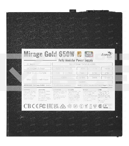 Блок питания Aerocool / Formula MIRAGE GOLD 650W, 650Вт, 80 PLUS Gold, 120мм, модульный, черный