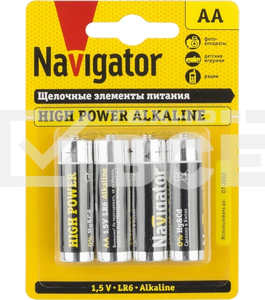Элемент питания NAVIGATOR NBT-NE-LR6-BP4, 1.5 В