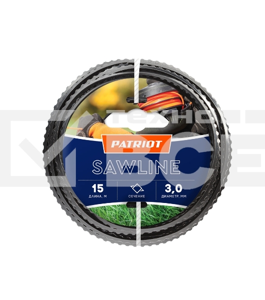 Леска Sawline D 3,0 мм L 15 м (квадрат,пилообразный профиль) 300-15-5 на пластиковой обойме,блистерн