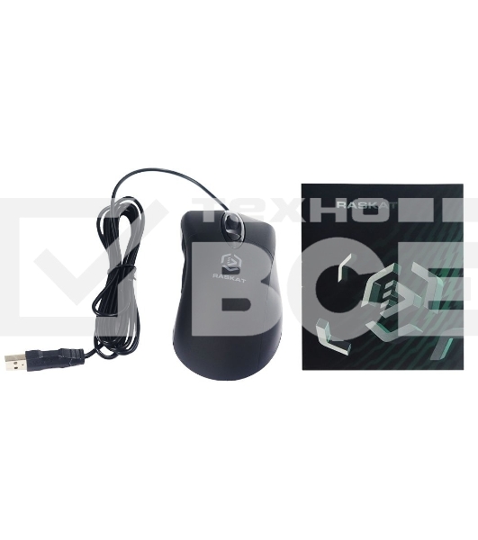 Мышь проводная Raskat M018 черный, 3200 dpi, USB, кнопки - 6
