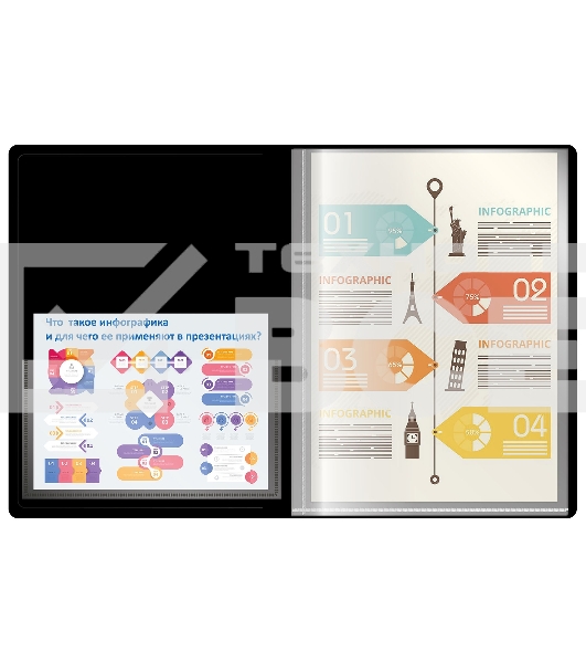 Папка с 80 прозрачными вкладками Silwerhof Perlen 292981-73 A4 1мм, карман сиреневый металлик