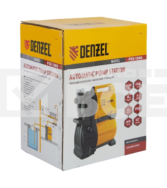 Насосная станция Denzel PSХ1300х-pro 1300Вт 4500л/ч ресивер 24л подъем 48м