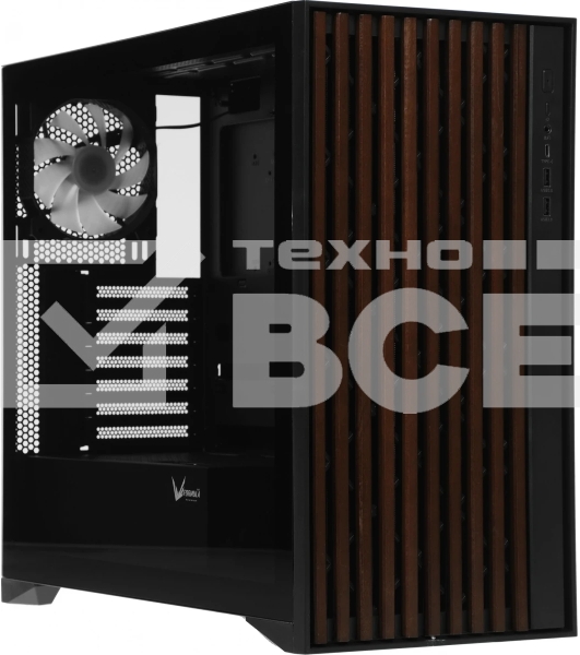 Корпус Formula V Line TimberLine T0 Black, ATX, wood+plastic front, TYPE-C*1, USB3.0*2, FRONT 3x120мм FRGB, REAR 1x120мм FRGB