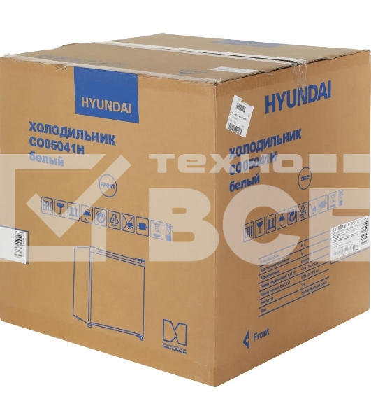 Холодильник Hyundai CO05041H белый однокамерный 46 л морозилка отсутствует, ручное размораживание