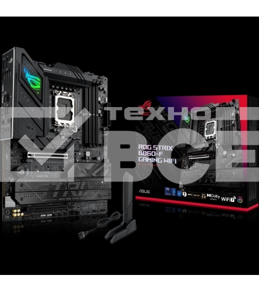 Материнская плата ASUS ROG STRIX B860-F GAMING WIFI, LGA 1851, Intel B860, 4xDDR5, 4xSATA, 4xM.2, 1xPCIe 5.0 x16, 1xPCIe 4.0 x16, 1xDP, 1xHDMI, 1x 2.5Gb LAN, 1xUSB 20Gbps, 1xUSB 10Gbps, 6xUSB-A 5Gbps, 2xUSB 2.0, 3x3.5 мм, 7.1, ATX