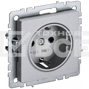 Розетка 1-местная IEK BRITE РС14-1-0-БрА (BR-R14-16-K47) с заземлением, с защитными шторками, 16А, алюминий