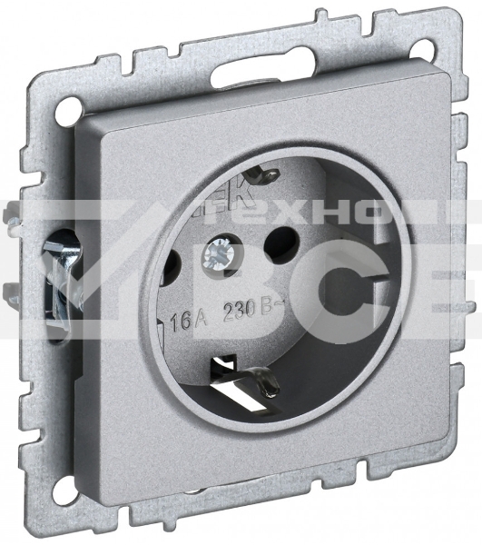Розетка 1-местная IEK BRITE РС14-1-0-БрА (BR-R14-16-K47) с заземлением, с защитными шторками, 16А, алюминий