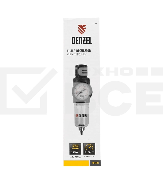 Фильтр-регулятор Denzel FR1500, 10 бар, 1500 л/мин, 1/4
