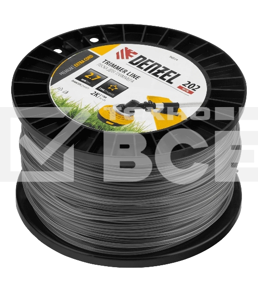 Леска для триммера Denzel двухкомпонентная звезда, 2,7 мм х 202 м, на DIN катушке EXTRA CORD