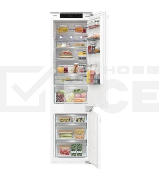 Встраиваемый холодильник Gorenje NRKI519E82WF, 193 см, электронное управление, цифровой дисплей, Wi-Fi, NoFrost Dual, Multiflow 360, контейнер CrispZone с контролем влажности, функция ConvertActive, AdaptTech, MultiAdjust, жесткое крепление, инверторный компрессор, уровень шума 35 дБ