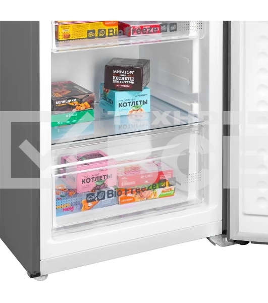 Холодильник Maunfeld MFF195NFIX10 нержавеющая сталь двухкамерный 252/98л морозилка снизу, No Frost