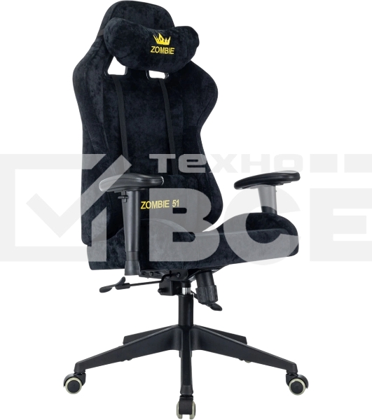 Кресло игровое Zombie 51 черный Light-20 крестов. пластик