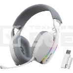 Гарнитура MARVO HG9086W Pulz 70W белый, беспроводная + проводная, радиоканал, до 10 ч, съёмный микрофон, подсветка, совместимость с PS5, Xbox, фото8