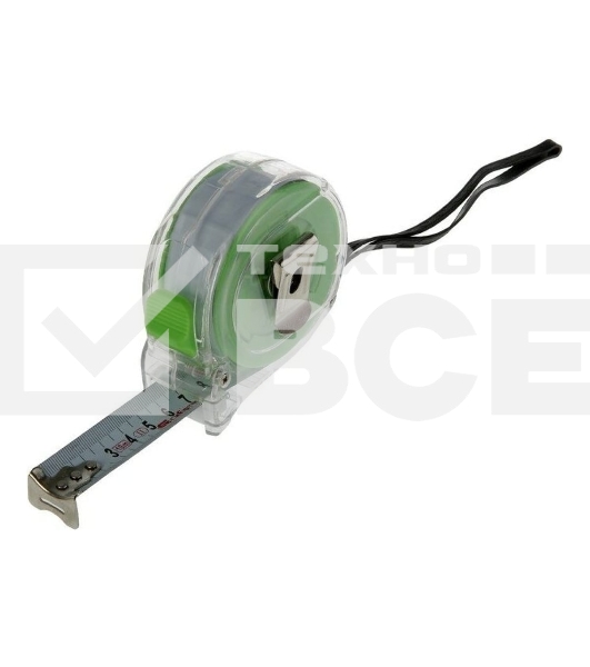 Рулетка Сибртех Кварц, прозрачный корпус, амортизатор, 5 м х 25 мм