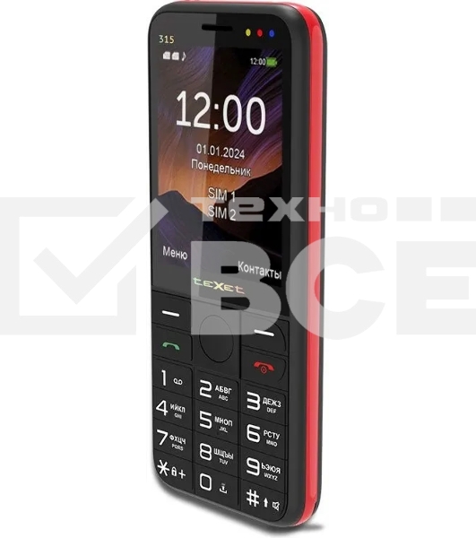 Мобильный телефон TeXet TM-315 черный-красный