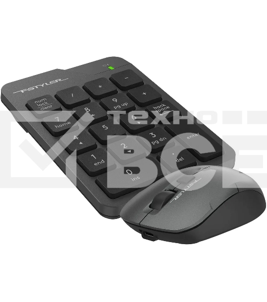 Числовой блок + мышь A4Tech Fstyler FG1600C Air клав:серый мышь:серый/черный USB беспроводная slim (FG1600C)