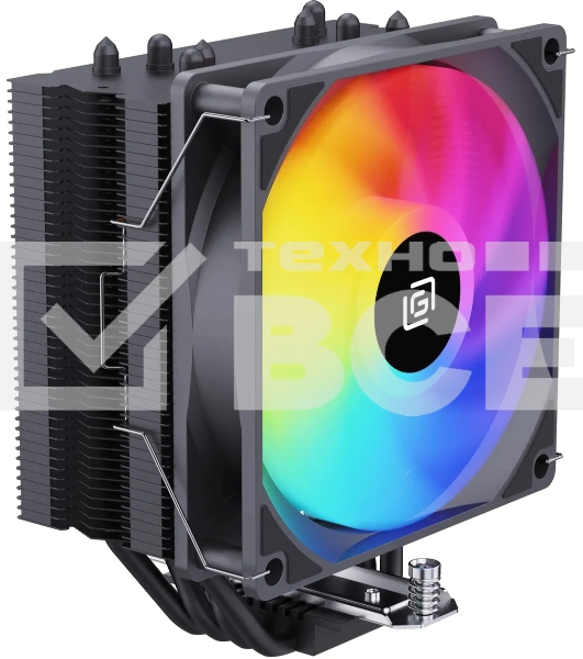 Устройство охлаждения(кулер) Oklick OG-CPC180FRGB-PWM1 RGB Soc-AM5/AM4/1151/1200/2066/2011/1700 черный 4-pin 20dB Al+Cu 180W 820gr Ret