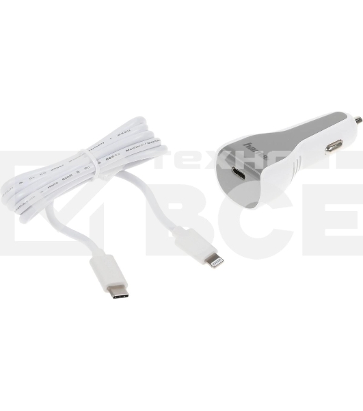 Комплект зарядное устройство Hama H-183317 3A PD для Apple кабель Apple Lightning/Type-C белый