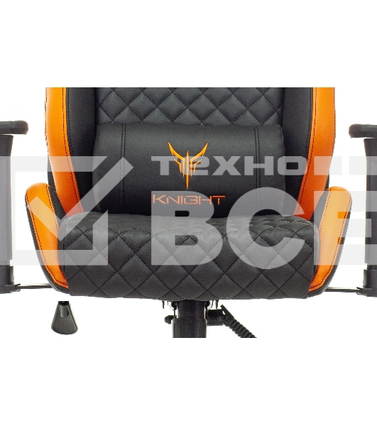 Кресло игровое Knight OUTRIDER черный/оранжевый ромбик эко.кожа с подголов. крестовина металл