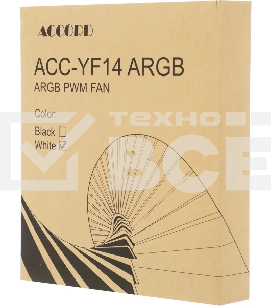 Вентилятор для корпуса Accord ACC-YF14 ARGb 140х140x25 белый 4-pin (ACC-YF14 ARGb белый) brown box