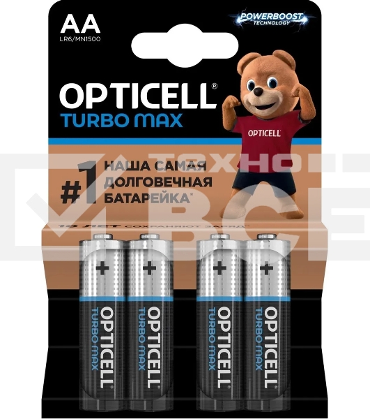 Батарея Opticell Turbo MAX LR6 AA (4шт) блистер