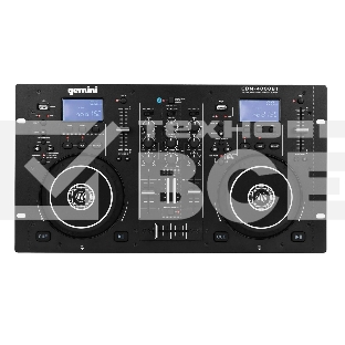 Медиа проигрыватель Gemini CDM-4000BT двойной USB/CD DJ проигрыватель с возможностью воспроизведения с USB-накопителей, CD-дисков и через Bluetooth; ЖК-дисплей; USB-A; Anti-Shock