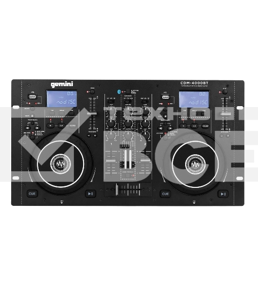 Медиа проигрыватель Gemini CDM-4000BT двойной USB/CD DJ проигрыватель с возможностью воспроизведения с USB-накопителей, CD-дисков и через Bluetooth; ЖК-дисплей; USB-A; Anti-Shock
