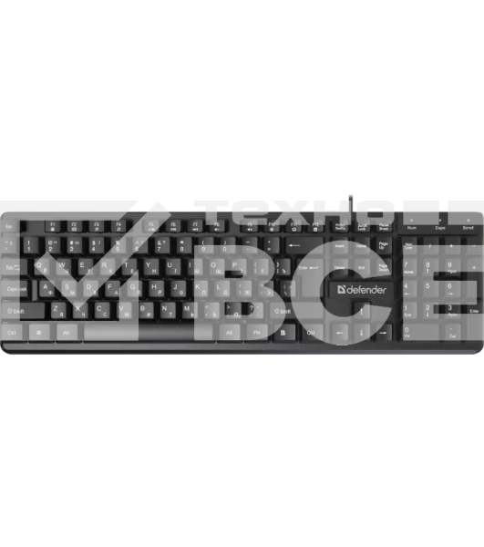 Клавиатура проводная Defender Elemental HB-239 RU, черный, 104 кнопки+FN,1.8м
