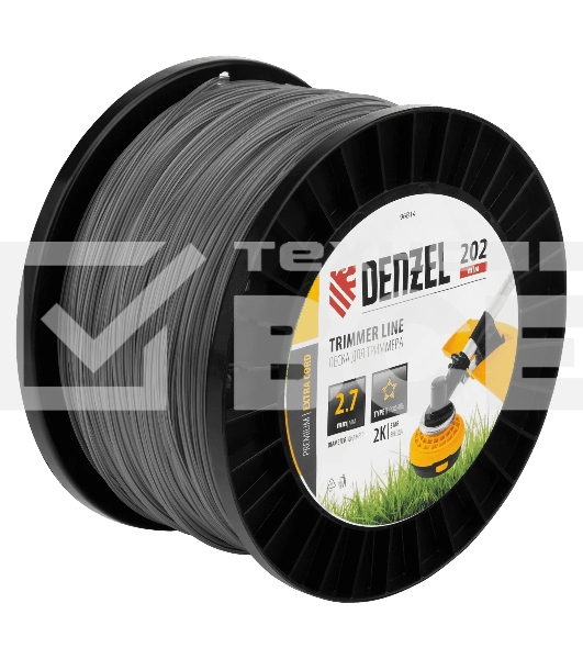 Леска для триммера Denzel двухкомпонентная звезда, 2,7 мм х 202 м, на DIN катушке EXTRA CORD