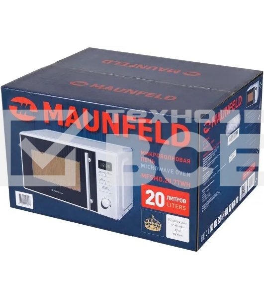 Микроволновая печь Maunfeld MFSMO.20.7TWH белый, 20 л, 700 Вт, переключатели - поворотный механизм/кнопки