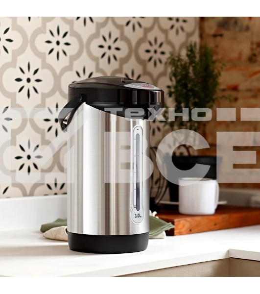 Термопот Aresa AR-4001 '230 В, 50 Гц, 650 Вт, Объем: 3 л Мощность: 650 Вт, Материал корпуса: нержавеющая сталь Материал колбы: нержавеющая сталь Закрытый нагревательный элемент Механическая помпа Поддержание температуры Индикатор уровня воды Индикация режима работы Электронное управление Длина шнура: 1 м 2 температурных режима Блокировка крышки Автоматическое отключение при закипании Защита от перегрева и включения без воды Съемная крышка Съемный шнур Ручка для переноски'