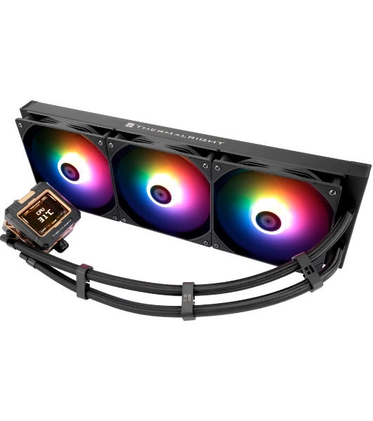 Система жидкостного охлаждения Thermalright Frozen Warframe 420 ARGB Soc-AM5/AM4/1200/1700/1851 черный 4-pin 29.8dB Al LCD Ret (F-WFRAME-420-BL-ARGB)