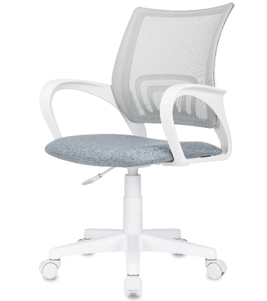 Кресло Domfy DK X-ROOM WH светло-серый TW-02 TW-20 сетка/ткань крестов. пластик белый