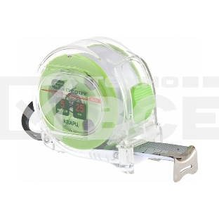 Рулетка Сибртех Кварц, прозрачный корпус, амортизатор, 5 м х 25 мм