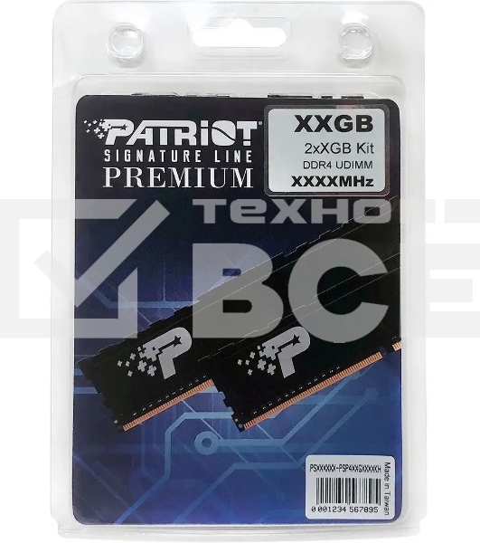 Оперативная память Patriot Signature, DDR4, 16GB (2x8 GB), 3200 MHz, CL22, радиатор, чёрный