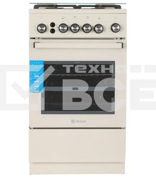 Плита газовая De Luxe 5040.40Г (кр) ЧР-013 бежевый, конфорок 4 шт, духовка 46 л, 50 см x 85 см x 50 см