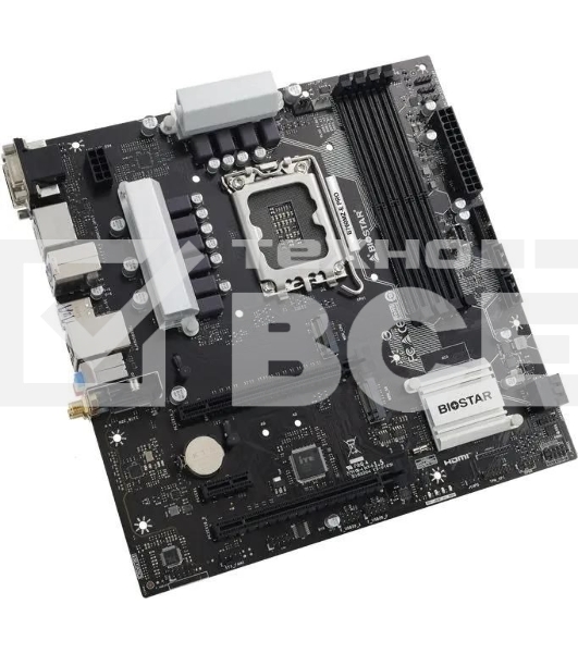 Материнская плата Biostar B760MZ-E PRO, LGA 1700, Intel B760, 4xDDR5, 4xSATA, 2xM.2, 1xPCIe 4.0 x16, 1xPCIe 3.0 x4, 1xPCIe 3.0 x1, 1xHDMI, 1xDP, 1xDVI, 1xVGA, 1x 2.5Gb LAN, 3xUSB-A 3.2 Gen 1, 2xUSB-A 2.0, 1xUSB-C 3.2 Gen 2, 3x3.5 мм, 7.1, mATX