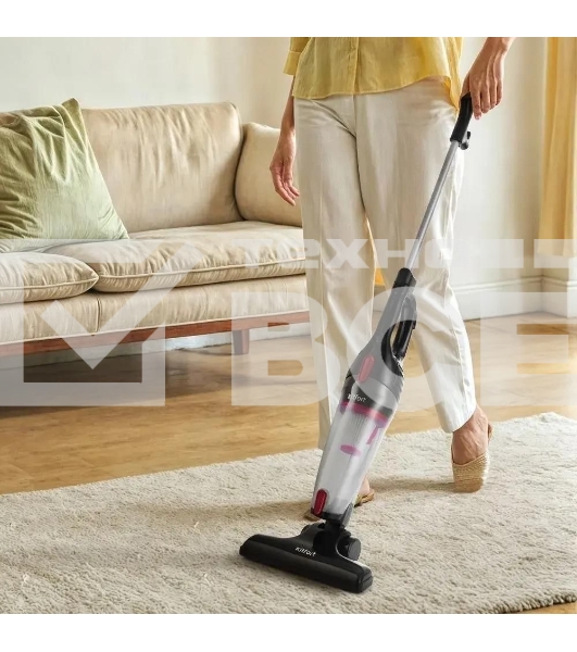 Пылесос вертикальный Kitfort KT-597-1 черный/красный, питание от сети, 600 Вт, уборка сухая, пылесборник 1 л