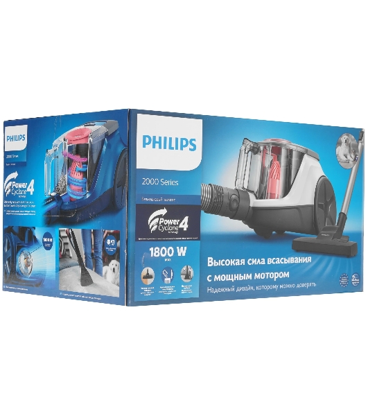 Пылесос Philips XB2042/01 белый/персиковый, 360/1800 Вт, уборка сухая, пылесборник контейнер 1.3 л